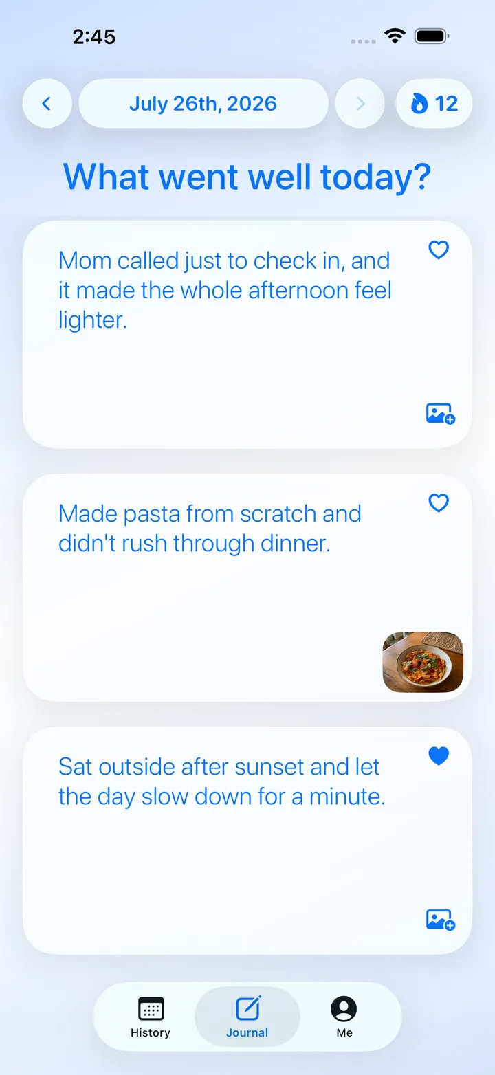 Journal screen
